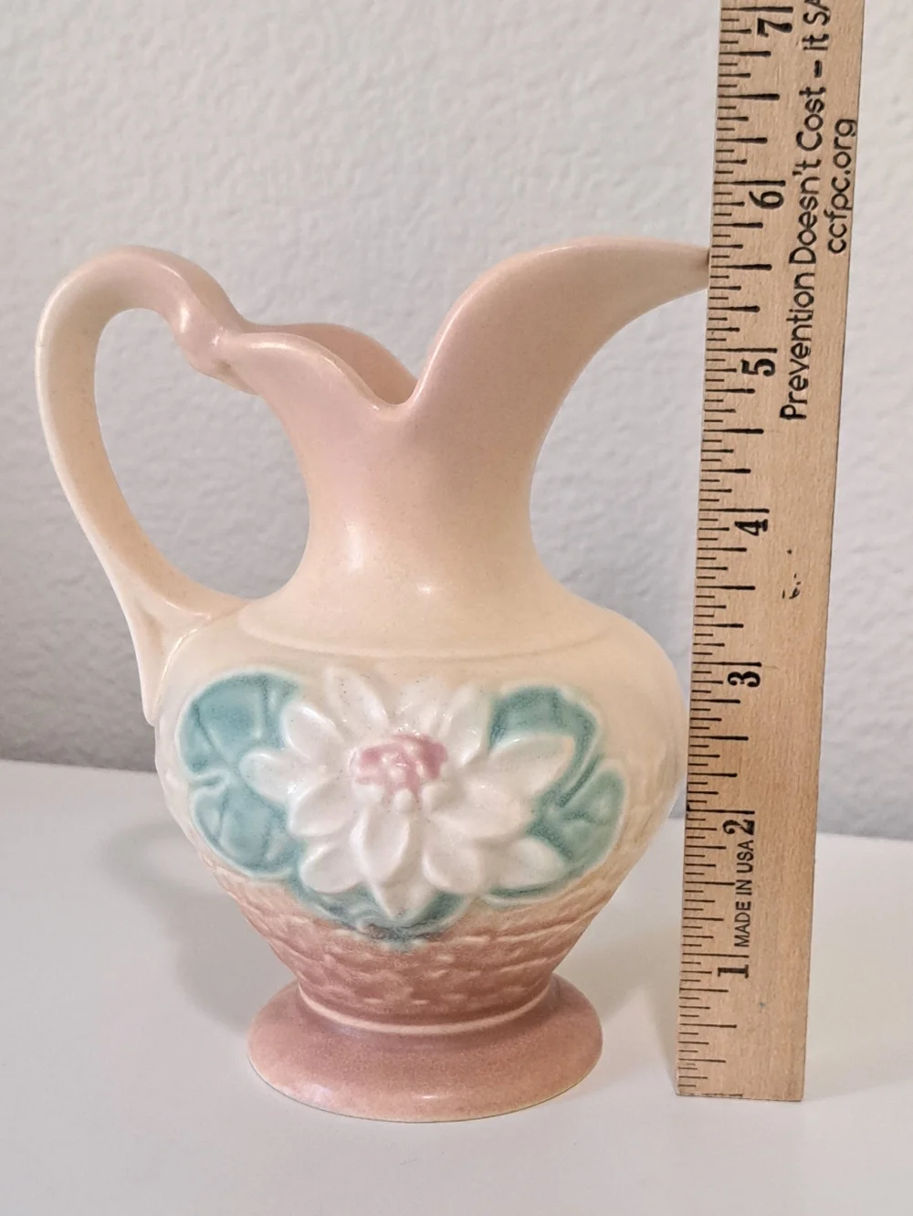 Vintage Hull Art Pottery Water Lily Ewer Vase Pitcher L3 - 5 1/2-inch USA